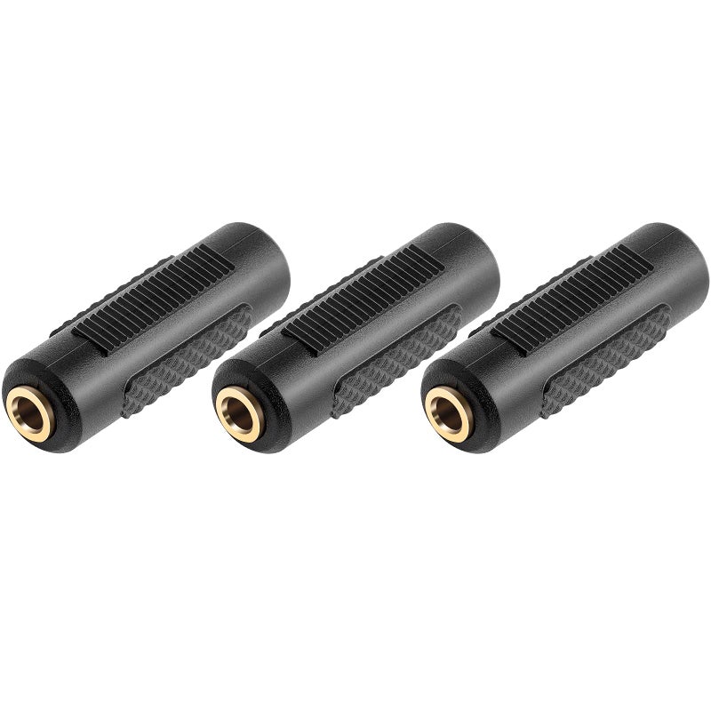 SAISN 3.5mm Stereo Jack to 3.5mm Stereo Jack Adapter Connectors Stereo Coupler Female to Female Gold Plated (Pack of 3) - Image 1